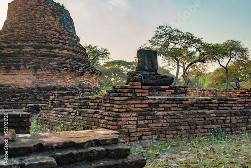 Ancient temple in Ayutthaya, Thailand. The temple is on the site of the old Royal Palace of ancient capital of Ayutthaya photo