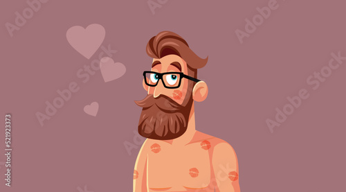Handsome Heartthrob Man Having a Love Affair Vector Cartoon. Seductive boyfriend feeling confident having a extramarital relationship 