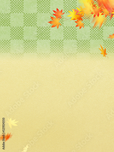 Oriental background material using autumn leaves