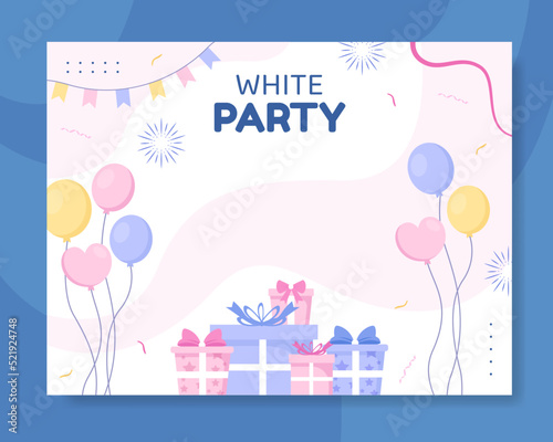 White Party Photocall Template Hand Drawn Cartoon Background Vector Illustration