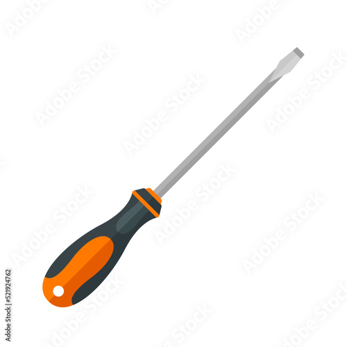 slotted flat blade screwdriver icon flat style vector illustration 