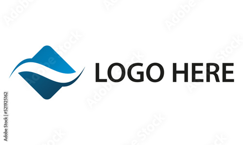 Blue Color Simple Square Wave Logo Design © Untung