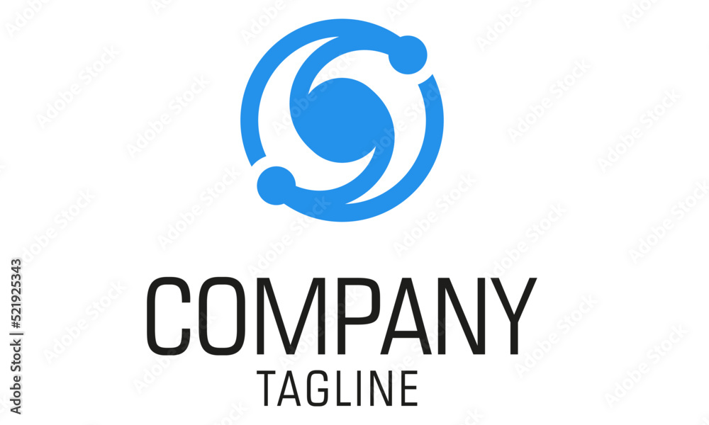 Blue Color Simple Tech Line Art Circle Rotate Logo Design Blue Color Simple Tech Line Art Circle Rotate Logo Design