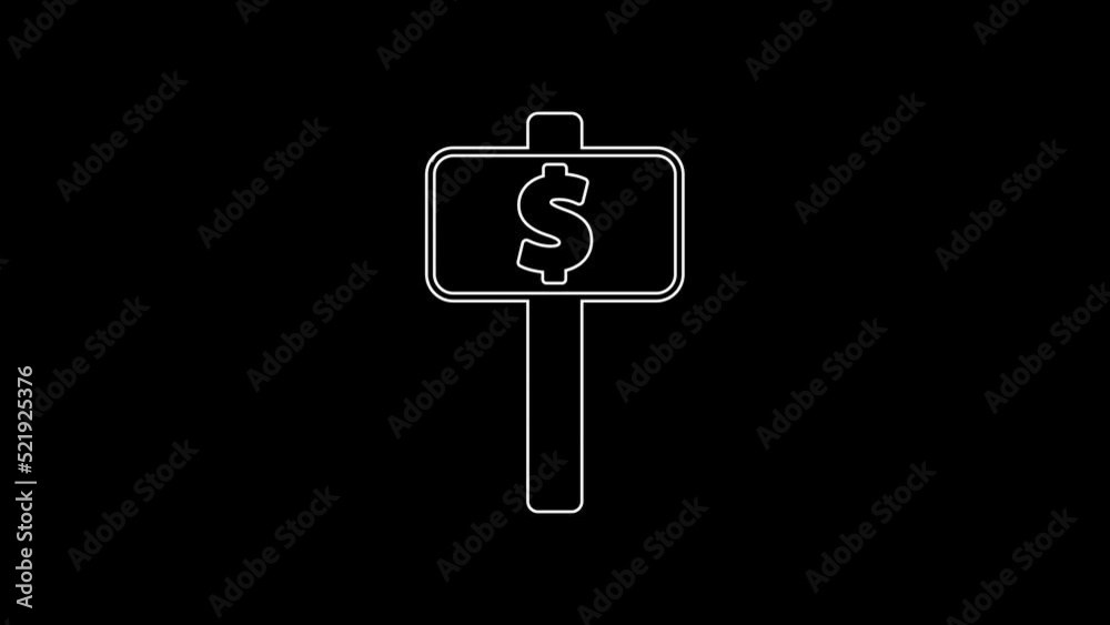 White line Hand holding auction paddle icon isolated on black background. Bidding concept. Auction competition. Hands rising signs with BID inscriptions. 4K Video motion graphic animation White line Hand holding auction paddle icon isolated on black background. Bidding concept. Auction competition. Hands rising signs with BID inscriptions. 4K Video motion graphic animation