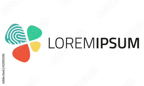Colorful Clover Tech Finger Print Logo Design