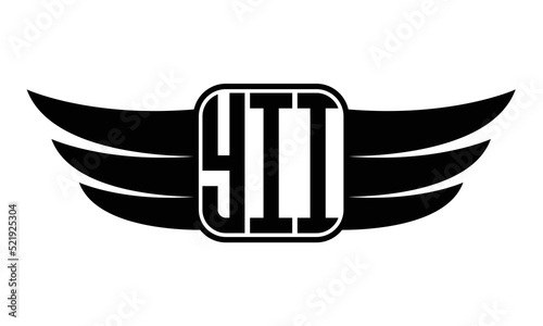 YII three-letter Wing black and white logo design. Vector template photo