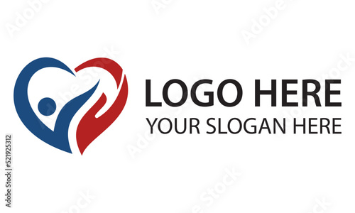 Blue and Red Color Abstract People Love Care Logo Design