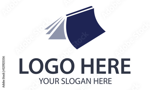 Blue Color Simple Open Book Logo Design