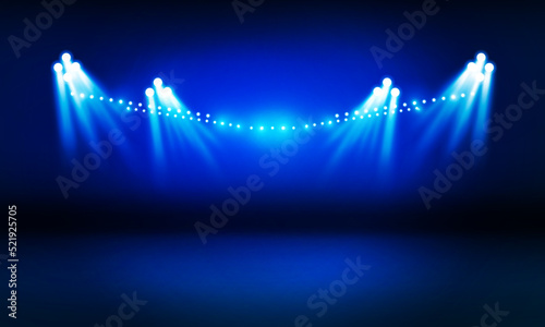 Bright stadium arena lights red blue vector design.