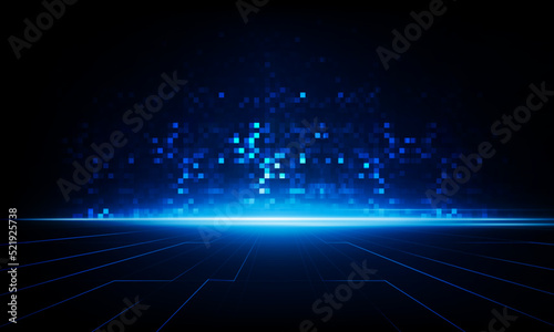 Abstract pixel Key Door open Light out technology and Question mark background Hitech communication concept innovation background, vector design