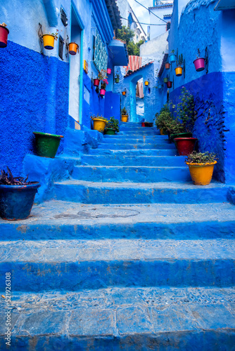 Calles de la ciudad azul, Chefchaouen, Marruecos. © Stacy