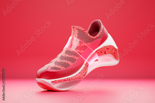 Red sneaker premium 3d Render on a monochrone background
