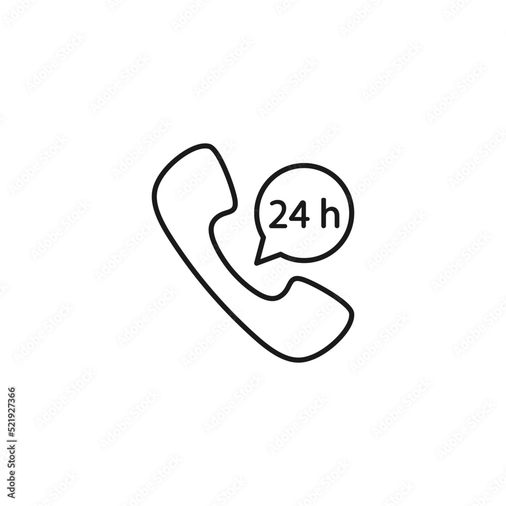 24 Hours Support line art contact us icon design template vector illustration 24 Hours Support line art contact us icon design template vector illustration