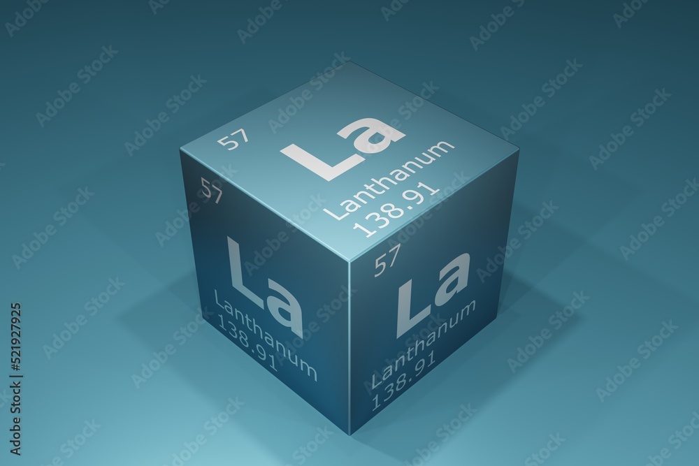 Lanthanum, 3D rendering of symbols of the elements of the periodic table, atomic number, atomic weight, name and symbol. Education, science and technology. 3D illustration Lanthanum, 3D rendering of symbols of the elements of the periodic table, atomic number, atomic weight, name and symbol. Education, science and technology. 3D illustration