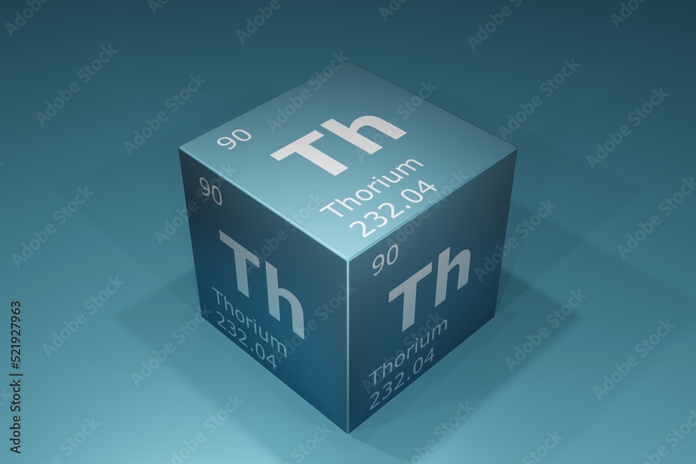 Thorium, 3D rendering of symbols of the elements of the periodic table, atomic number, atomic weight, name and symbol. Education, science and technology. 3D illustration Thorium, 3D rendering of symbols of the elements of the periodic table, atomic number, atomic weight, name and symbol. Education, science and technology. 3D illustration
