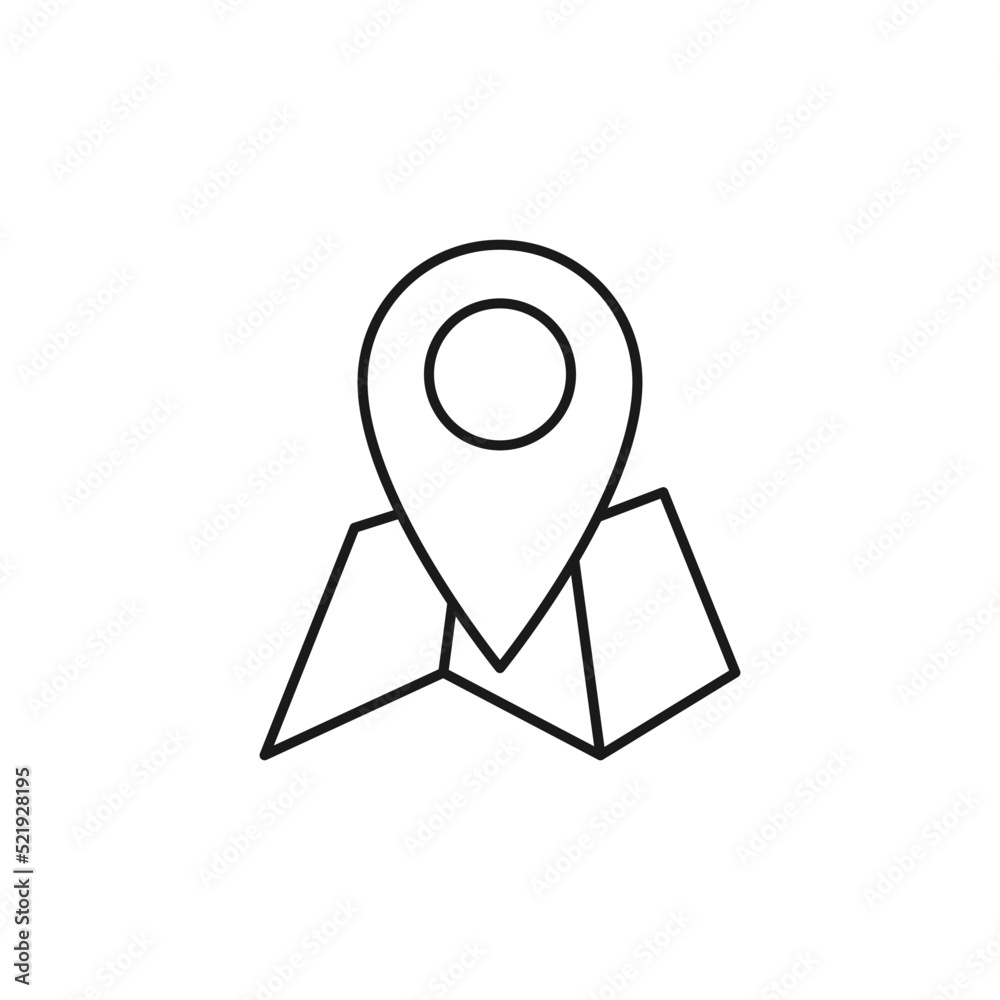 Map line art contact us icon design template vector illustration Map line art contact us icon design template vector illustration