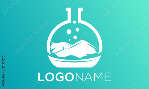 White and Tosca Color Tube Lab Mountain and Ship Logo Design