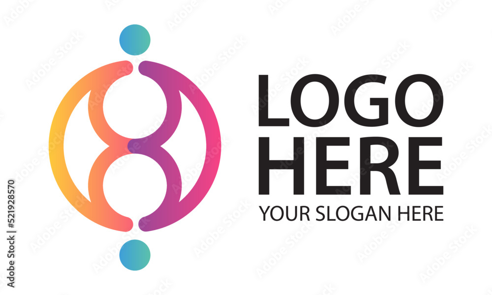 Colorful Line Art Circle DNA Initial Letter 8 Logo Design Colorful Line Art Circle DNA Initial Letter 8 Logo Design