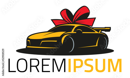 Black and Yellow Color Car Automotive Ribbon Gift Logo Design