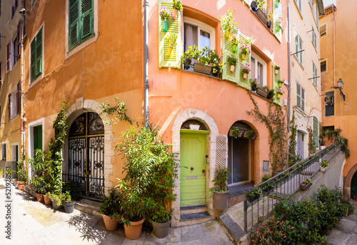 France, French Riviera and Cote D Azur, scenic streets of the old historic Nice city center. © eskystudio