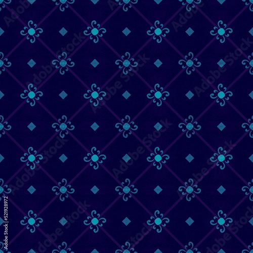 Abstract ethnic ikat blue pattern. Design for background, wallpaper, illustration, fabric, clothing, batik, carpet, embroidery. Ethnic handmade ornament