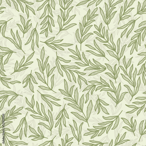aesthetic rustic leaves with line texture seamless pattern