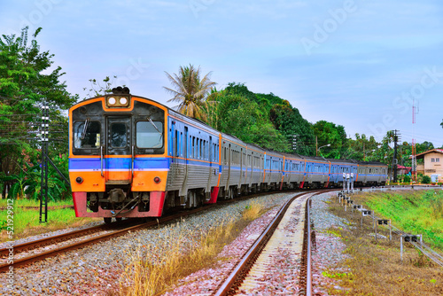 Diesel railcar on the railway