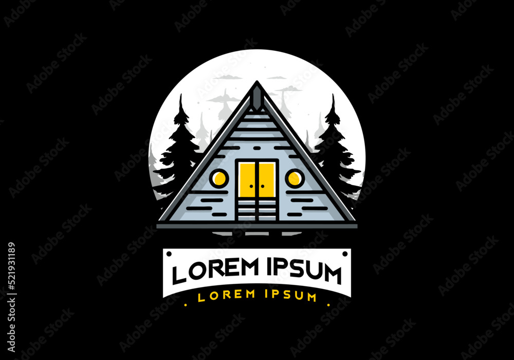 Triangle wood cabin illustration design