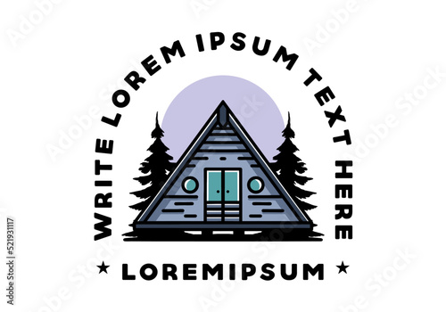 Triangle wood cabin illustration design