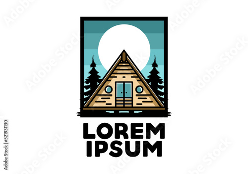 Triangle wood cabin illustration design