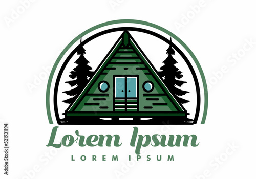 Triangle wood cabin illustration design