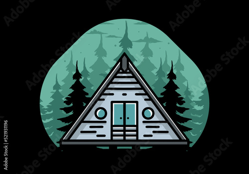 Triangle wood cabin illustration design