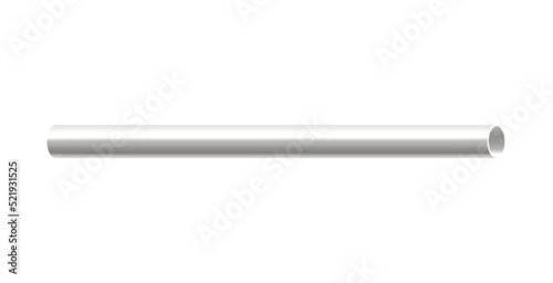 Steel aluminum or stainless pipe mockup realistic vector illustration isolated.