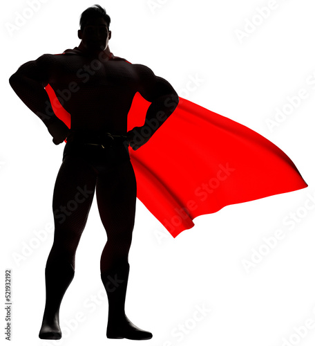 Fotografi Superhero Standing Tall Silhouette 3D Render 2