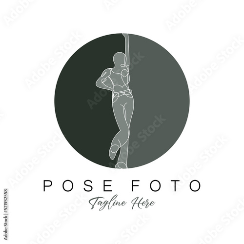 Woman Selfie Pose Logo Design, Photo Style Vector Illustration