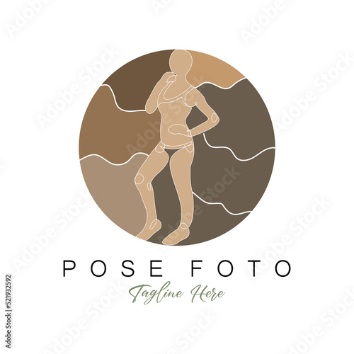 Woman Selfie Pose Logo Design, Photo Style Vector Illustration