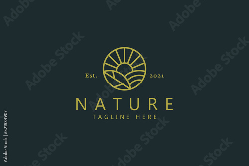 Nature Farm Field Simple Logo Branding. 