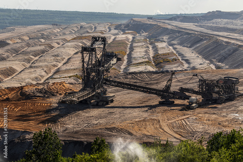 view of the hambach lignite opencast mine in germany