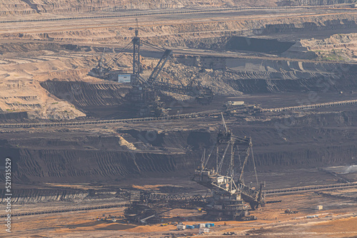 view of the hambach lignite opencast mine in germany