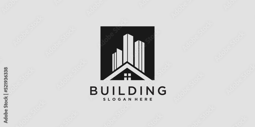 Building logo design template for construction with modern style concept