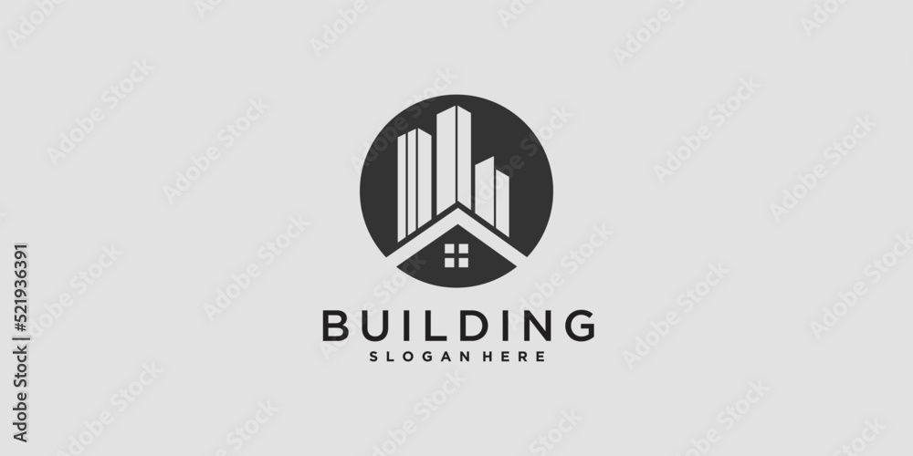 Building logo design template for construction with modern style concept