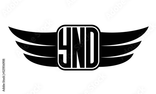 YNO three-letter Wing black and white logo design. Vector template photo