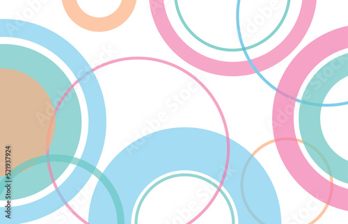 abstract geometric circle shape composition postel illustration blue,pink,green,orange on white background.