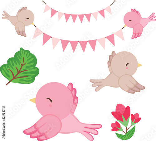 Love Birds Theme Illustration Vector