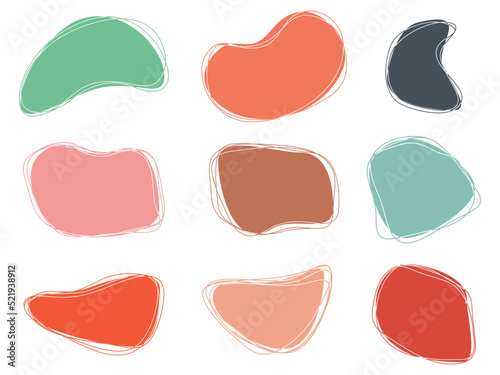 Doodle Blob shapes vector set. Organic abstract simple fluid splodge elemets. Abstract colorful trendy vector illustration. isolated on white background