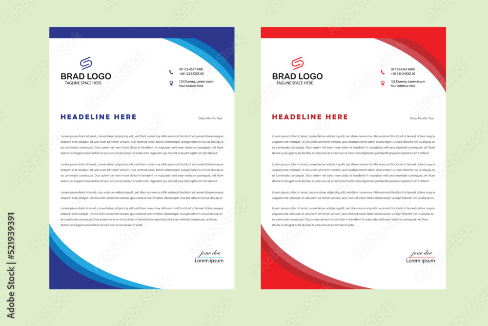 Modern business letterhead design template.