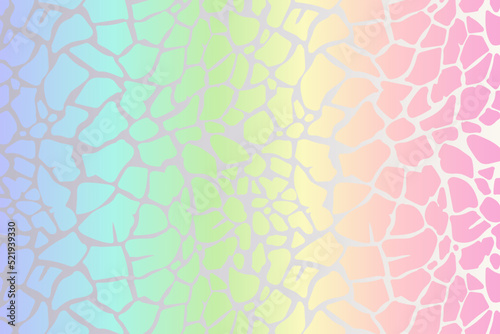 Rainbow leopard background. Holographic foil cheetah texture. Animal pattern gradient print. Vector abstract pastel illustration.