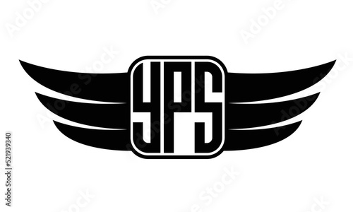 YPS three-letter Wing black and white logo design. Vector template photo