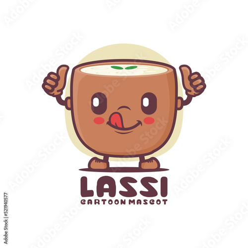 lassi drink cartoon mascot. yogurt drink vector illustration