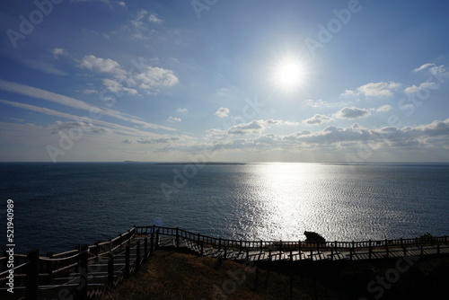 seaside walkway at sunset